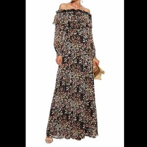 Mikael Aghal Black Floral Off-Shoulder Maxi Dress